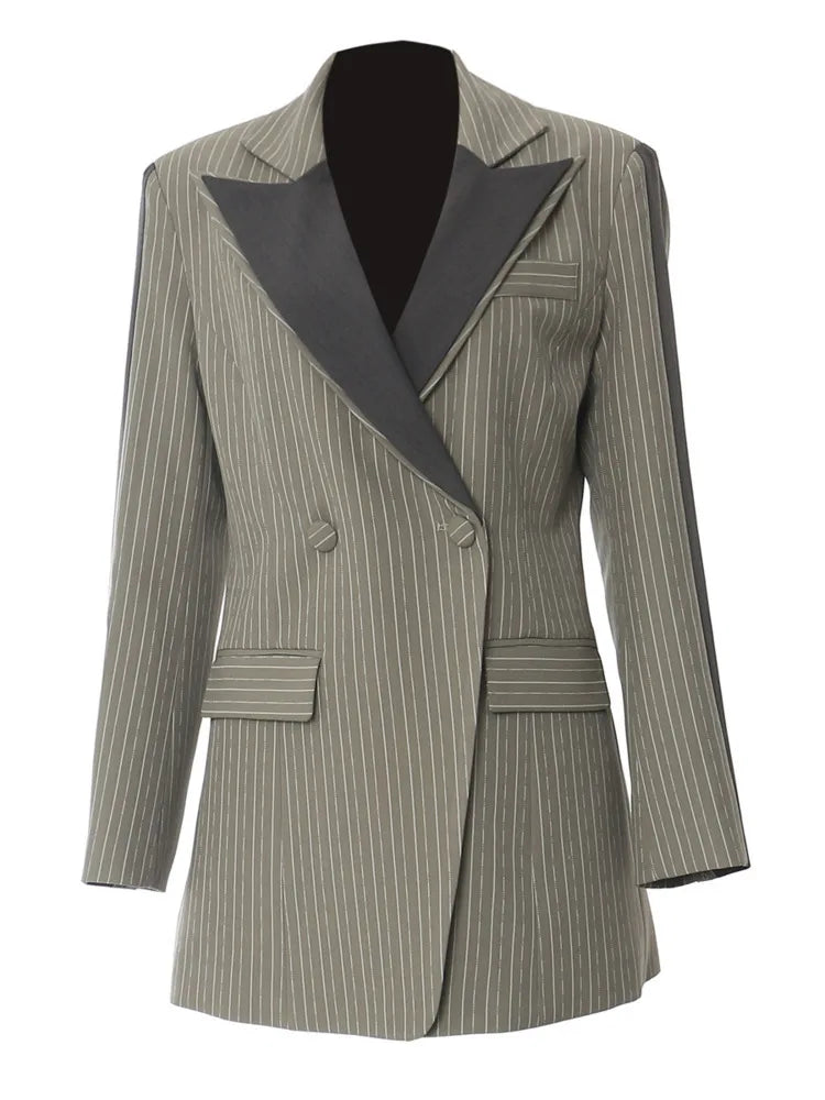 Striped Double-breasted Design Chic Blazer