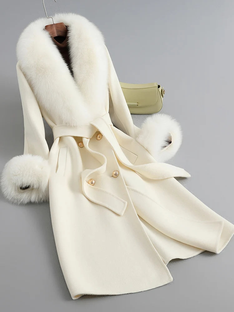 Fox Fur Collar Mid-Length coat