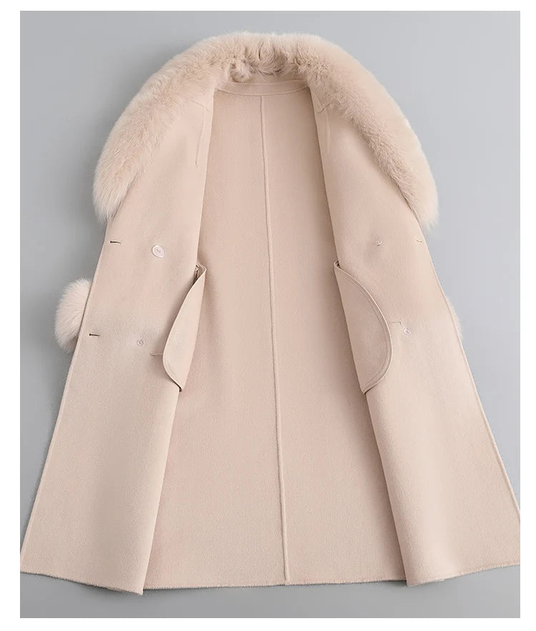 Fox Fur Collar Mid-Length coat