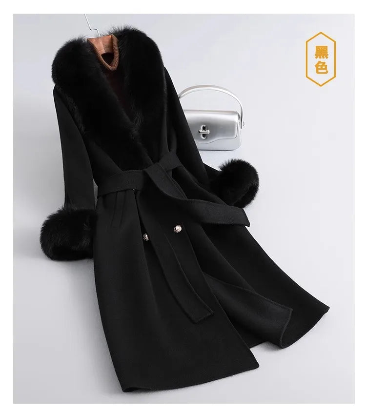 Fox Fur Collar Mid-Length coat