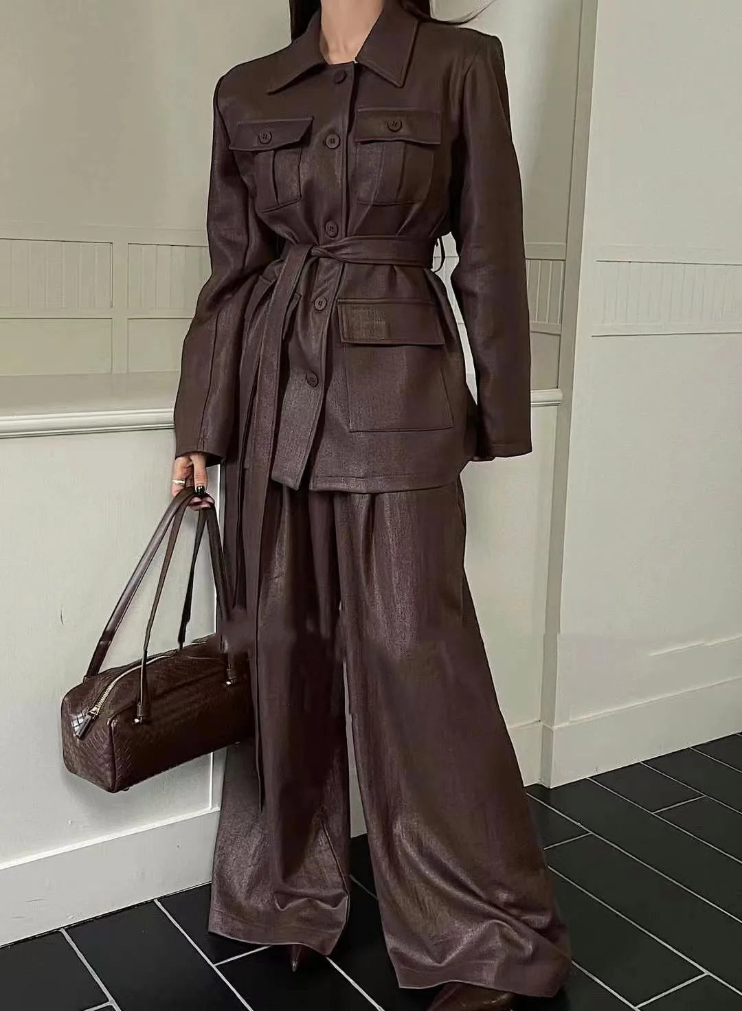 Top and Casual Wide Leg Pants Set