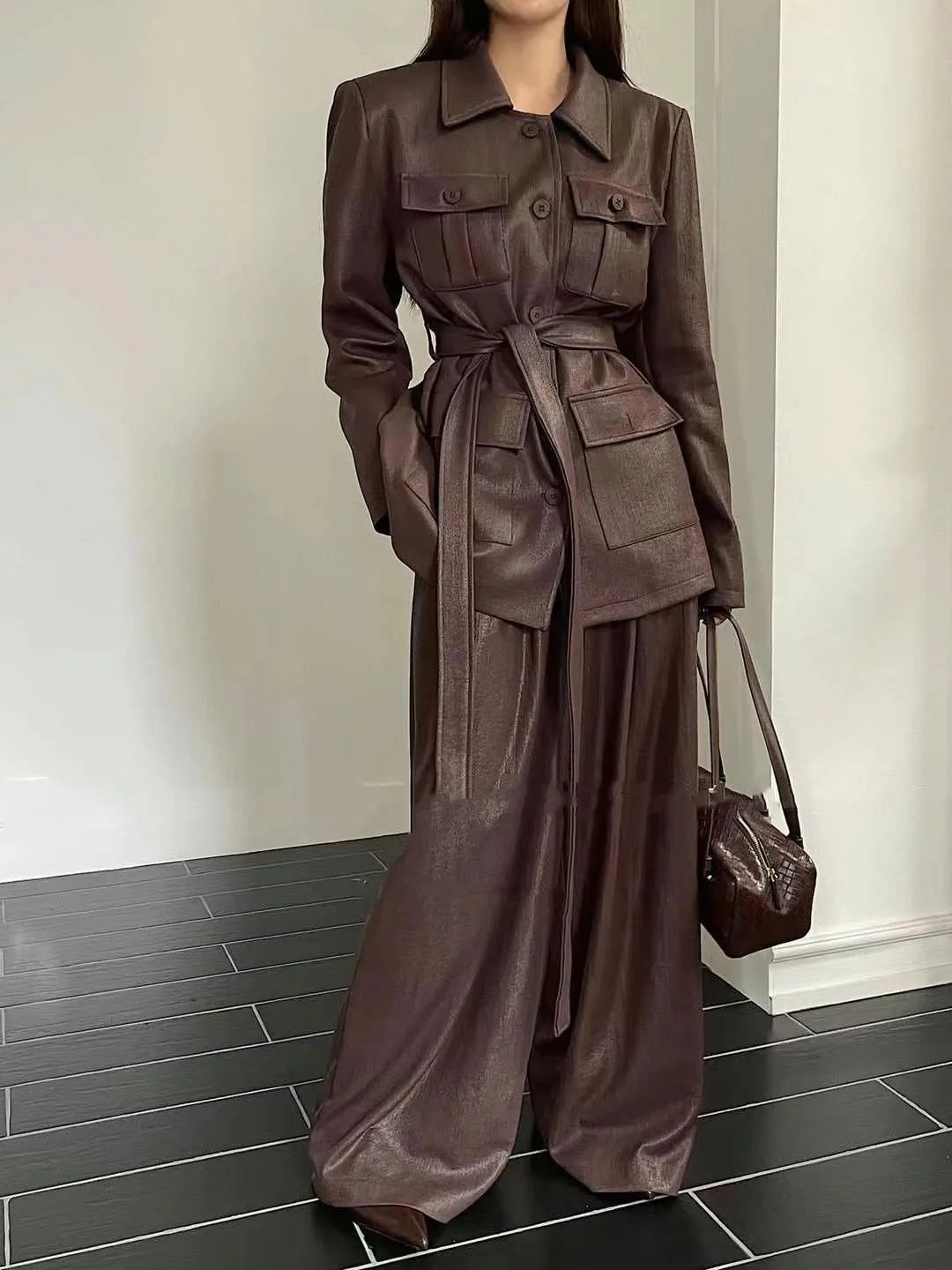 Top and Casual Wide Leg Pants Set