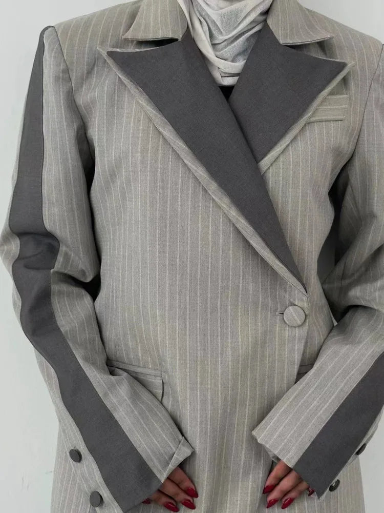 Striped Double-breasted Design Chic Blazer