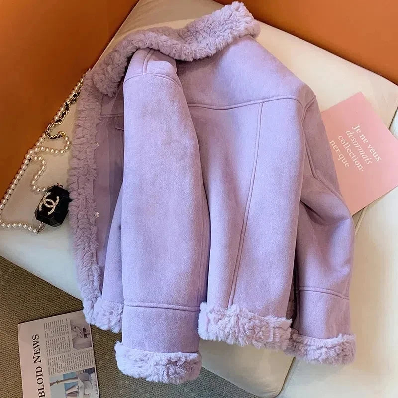 Purple Fur Coat jaket