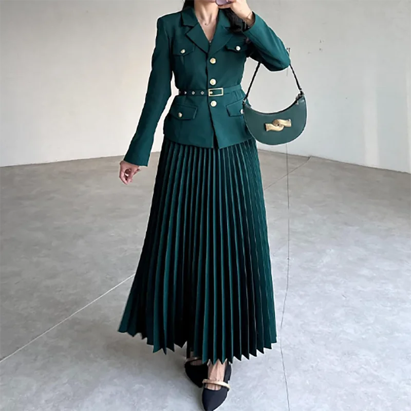 Blazers& Pleat Skirts Outfits