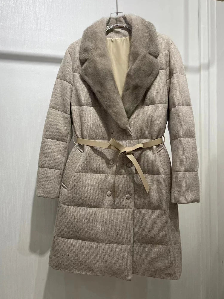 Jackets Real Natural Mink Fur Collar Long