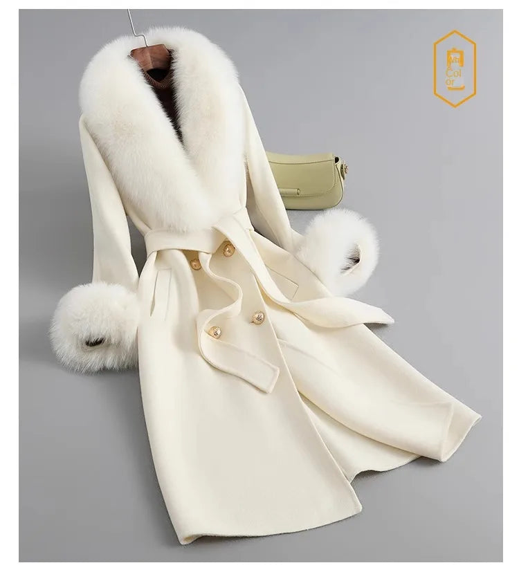 Fox Fur Collar Mid-Length coat