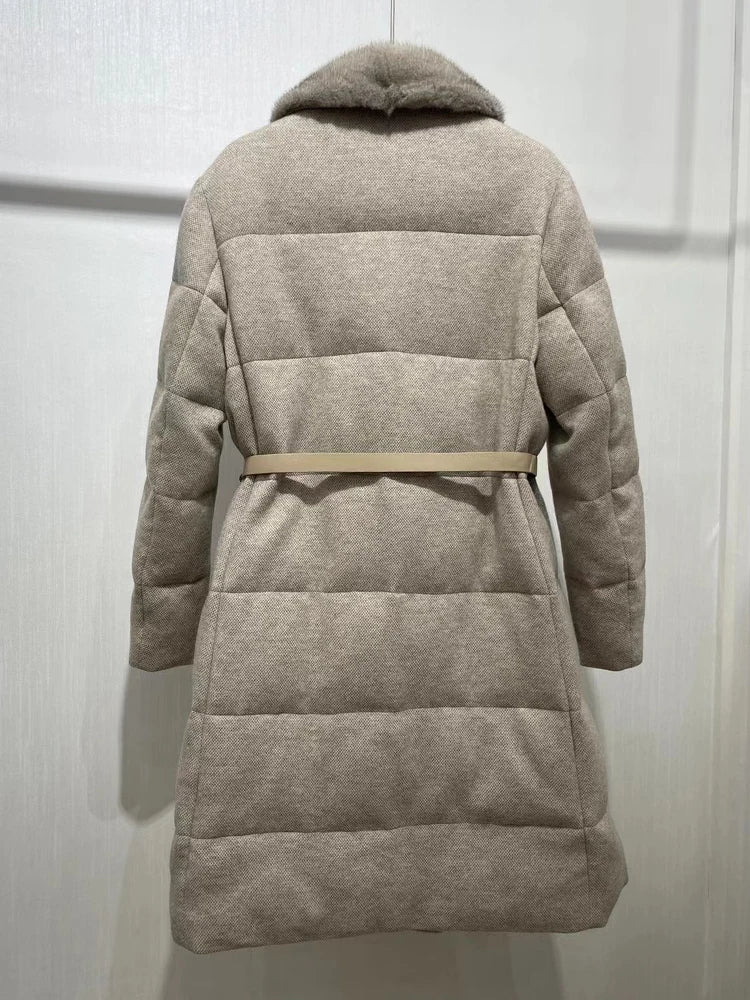 Jackets Real Natural Mink Fur Collar Long