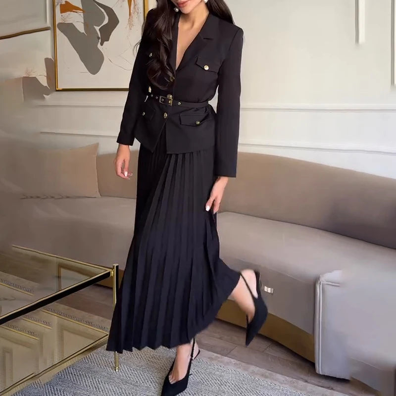 Blazers& Pleat Skirts Outfits