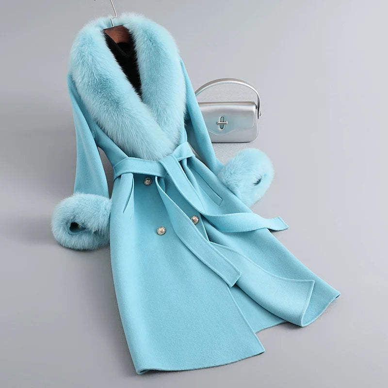 Fox Fur Collar Mid-Length coat