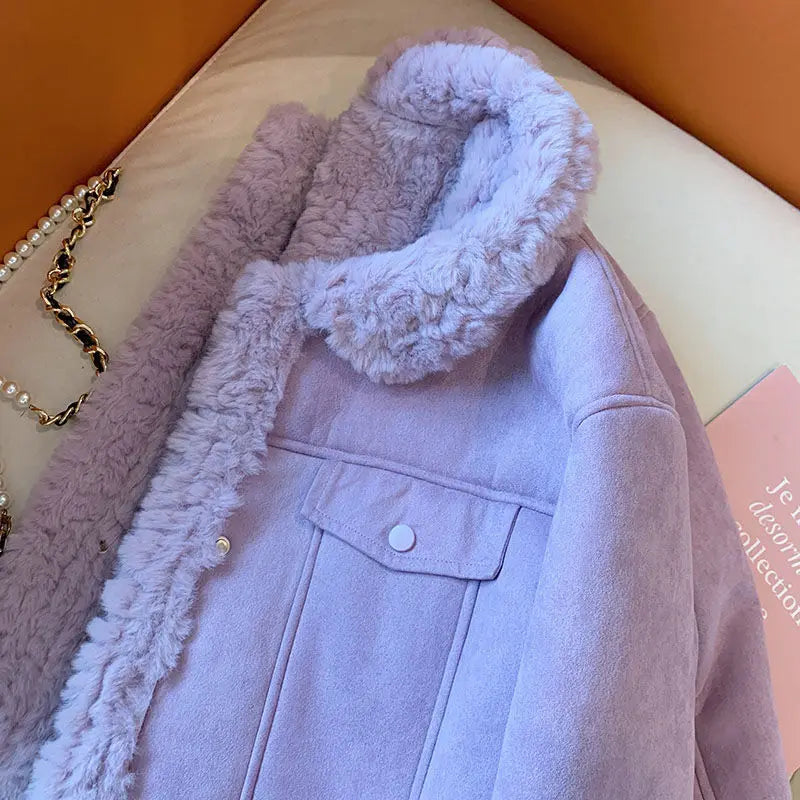 Purple Fur Coat jaket