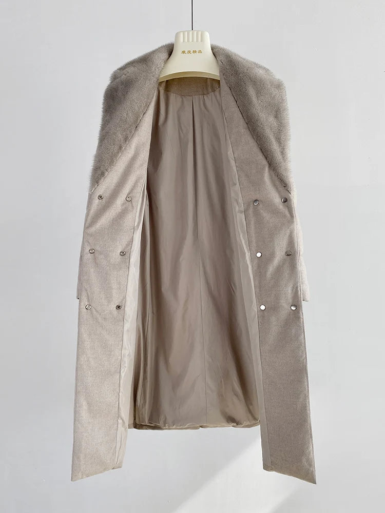 Jackets Real Natural Mink Fur Collar Long