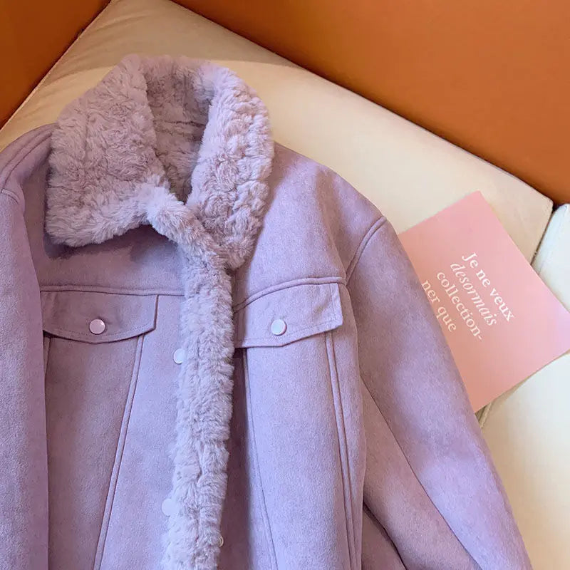 Purple Fur Coat jaket