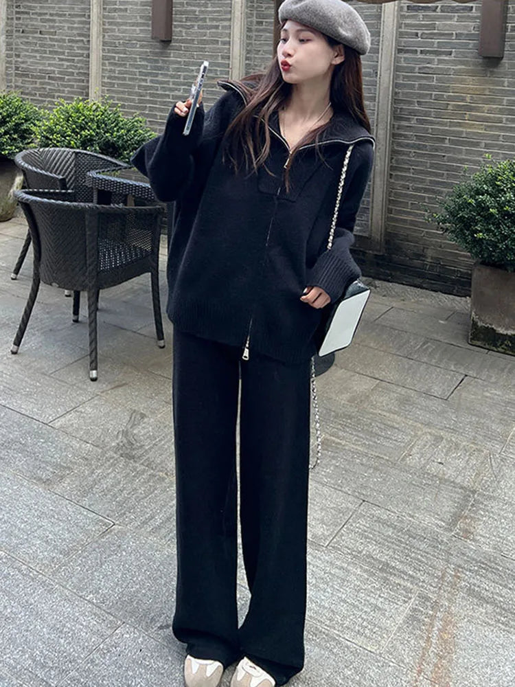 Sweater Pullover Tops High Waist Sweatpants