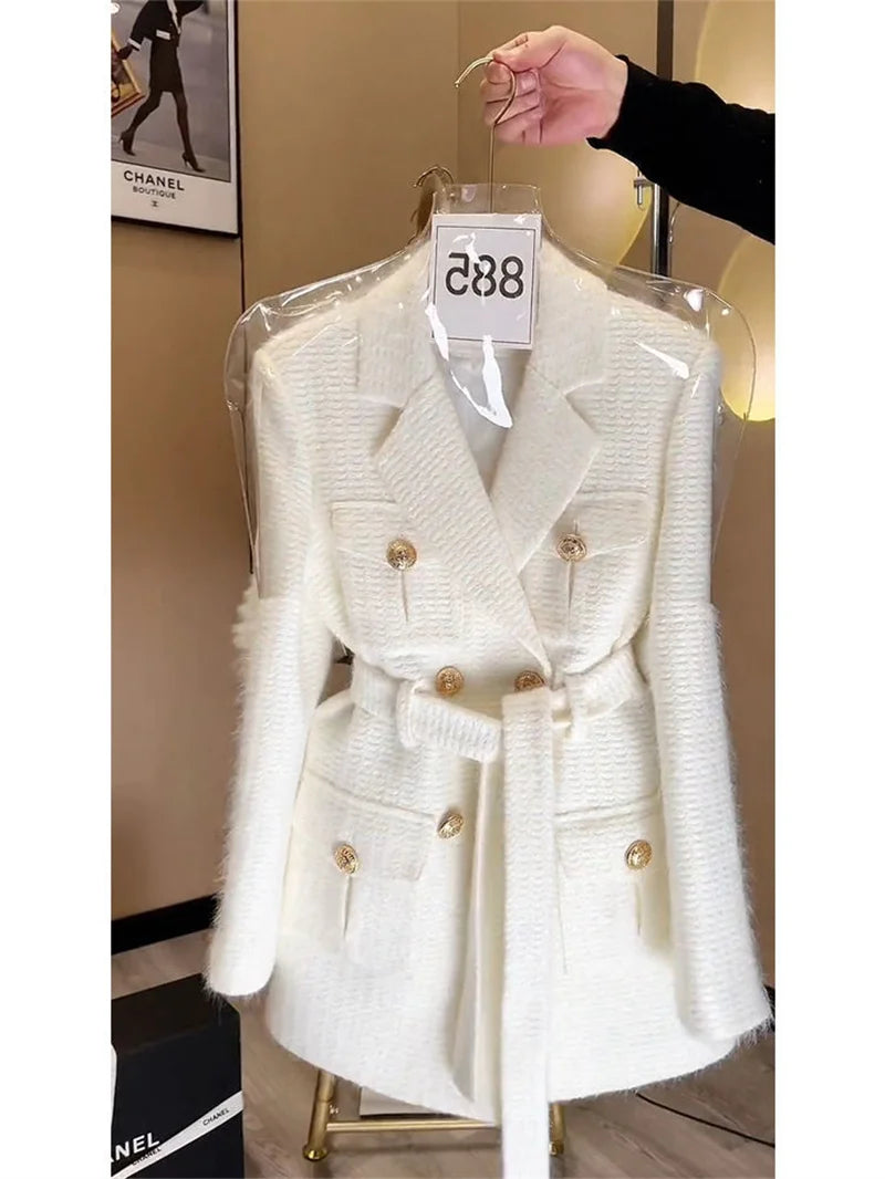 Korean Style tie Waist Slimming Suit Jacket