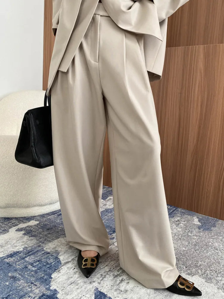 3 Piece Set V-neck Single Breasted Vest Solid Color Blazer With High Waist Pants