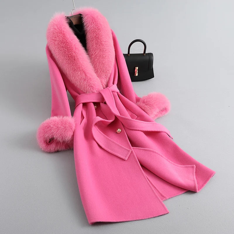 Fox Fur Collar Mid-Length coat