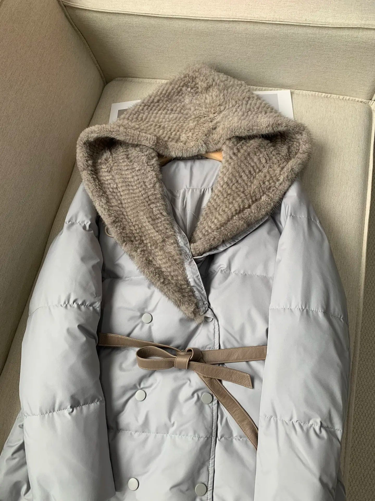 Hood Long Goose Down Jacket Women
