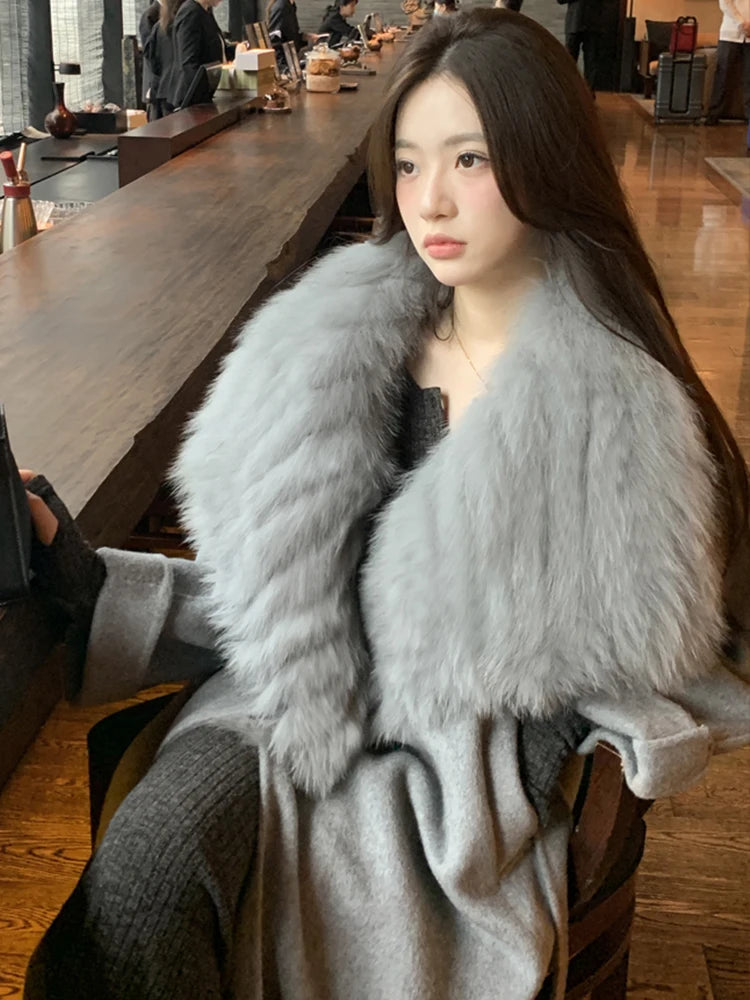 Coat Winter Jacket Natural Fox Fur Collar