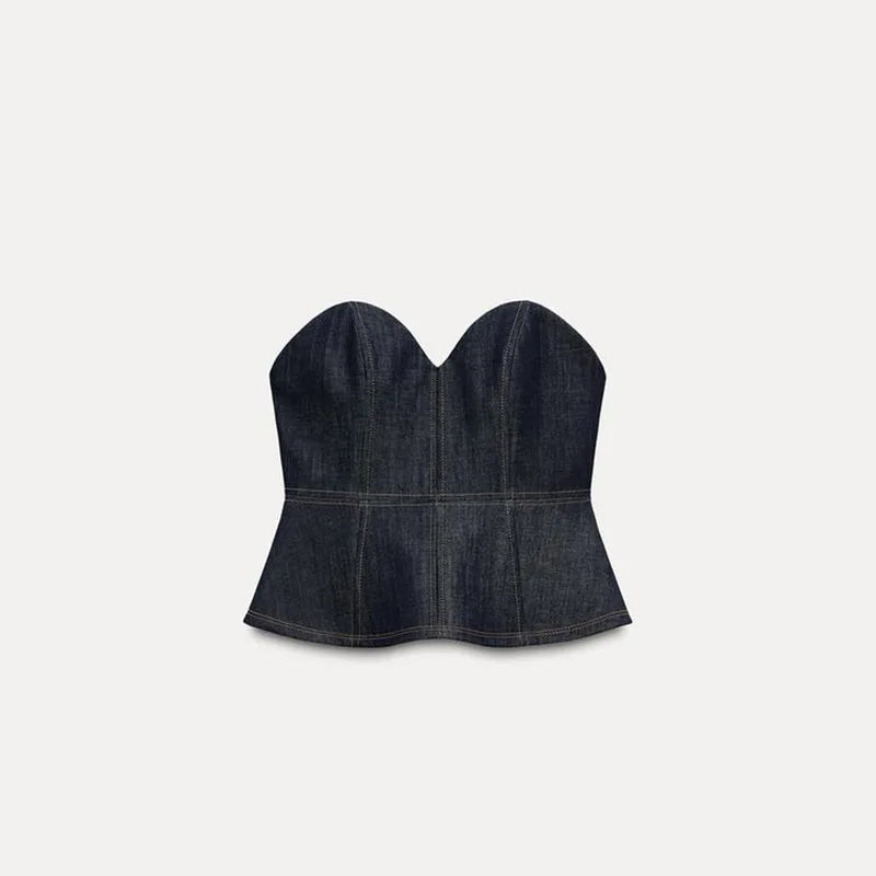Strapless Straight Pants and Top Waist Cinching
