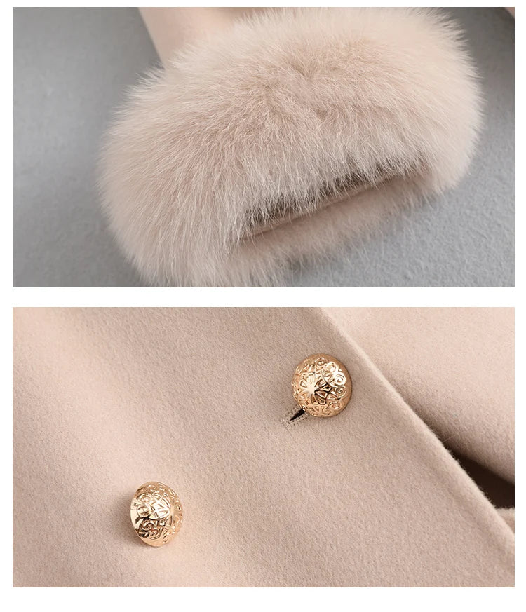 Fox Fur Collar Mid-Length coat