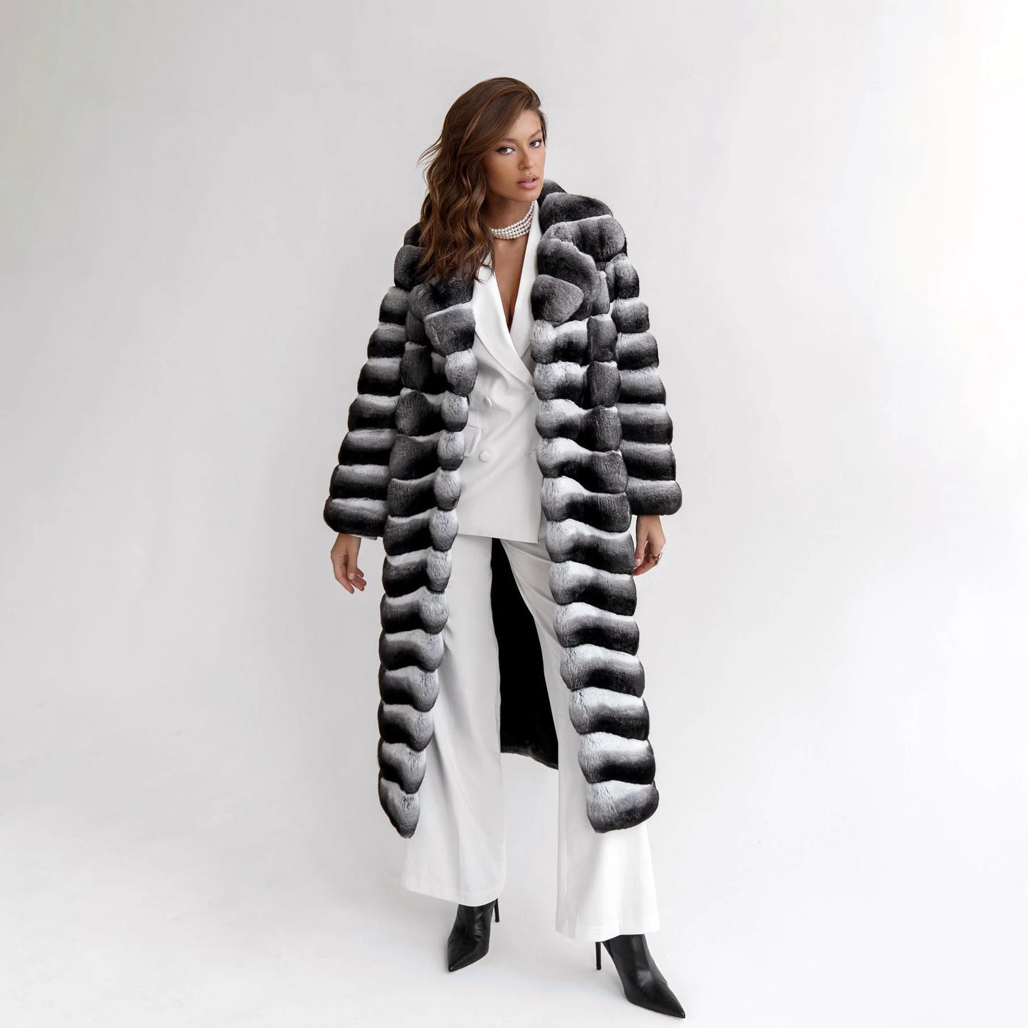 Winter New Real Rex Rabbit Fur Coat