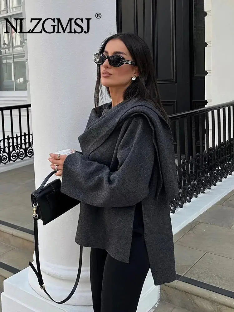 Scarf Coat Long Sleeve Streetwear Causal Coats