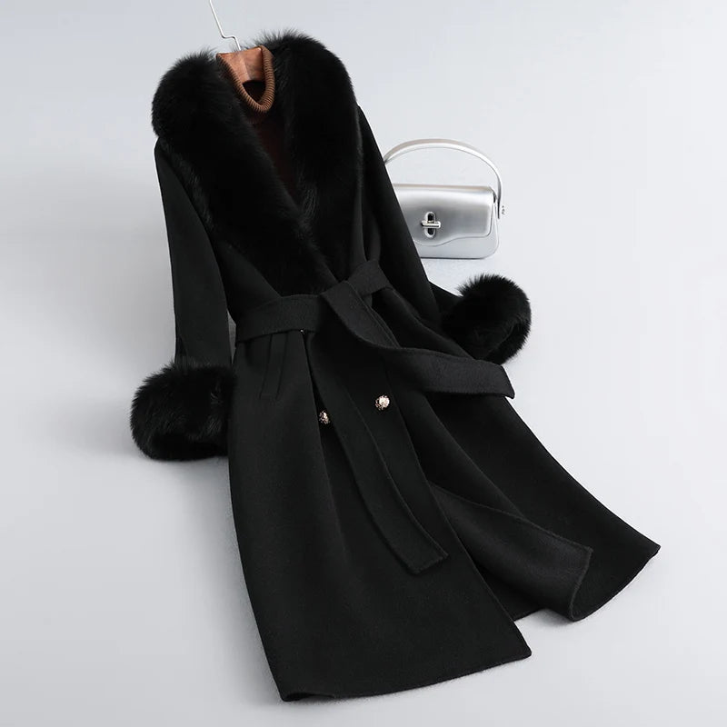 Fox Fur Collar Mid-Length coat