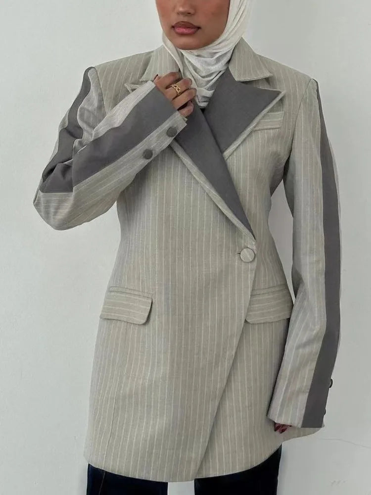 Striped Double-breasted Design Chic Blazer