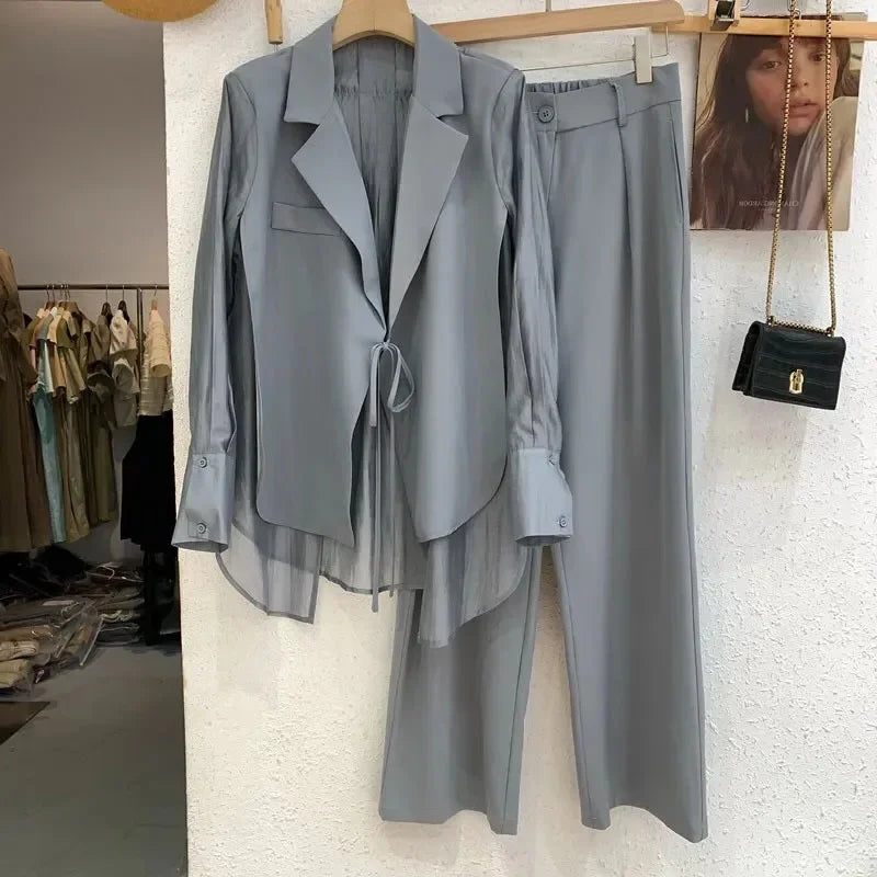 Summer Suit Wide Leg Pants Two Piece