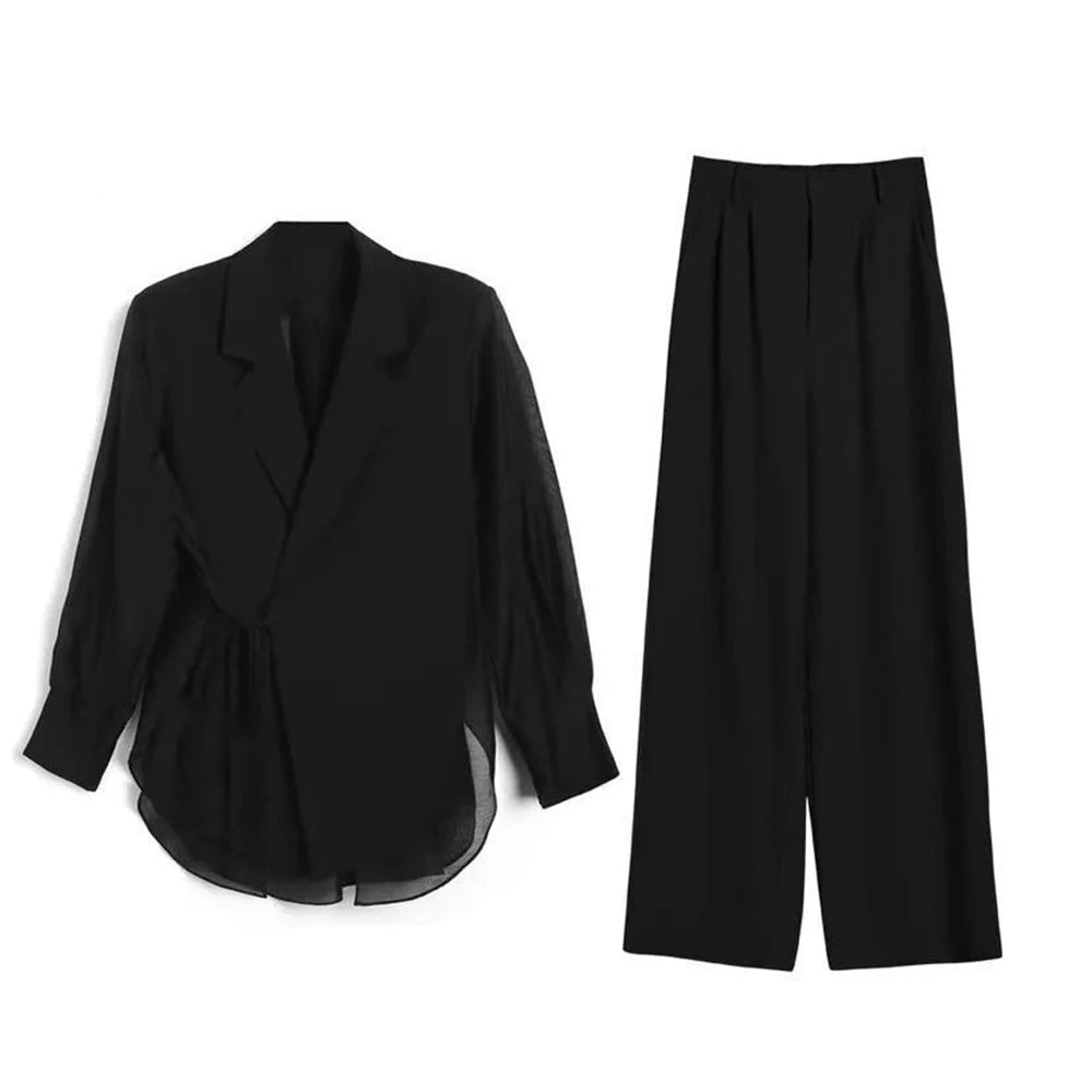 Casual Suit +Wide Leg Pants
