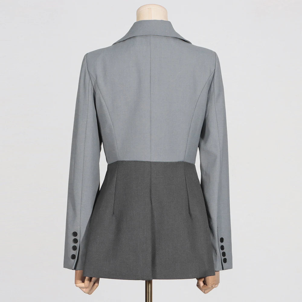 Gray Stylish Long-Sleeve Blazer