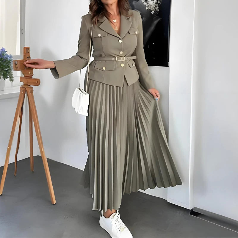 Blazers& Pleat Skirts Outfits