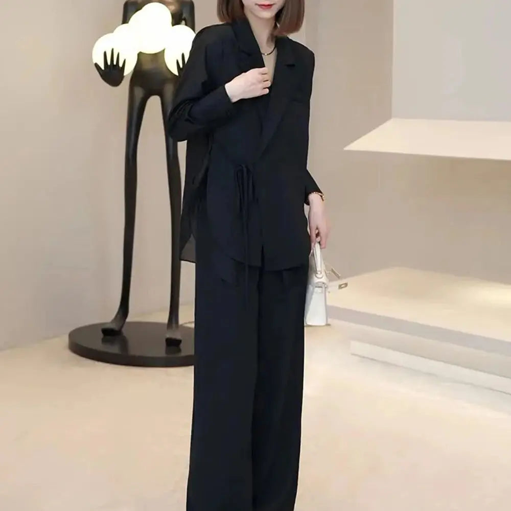 Casual Suit +Wide Leg Pants