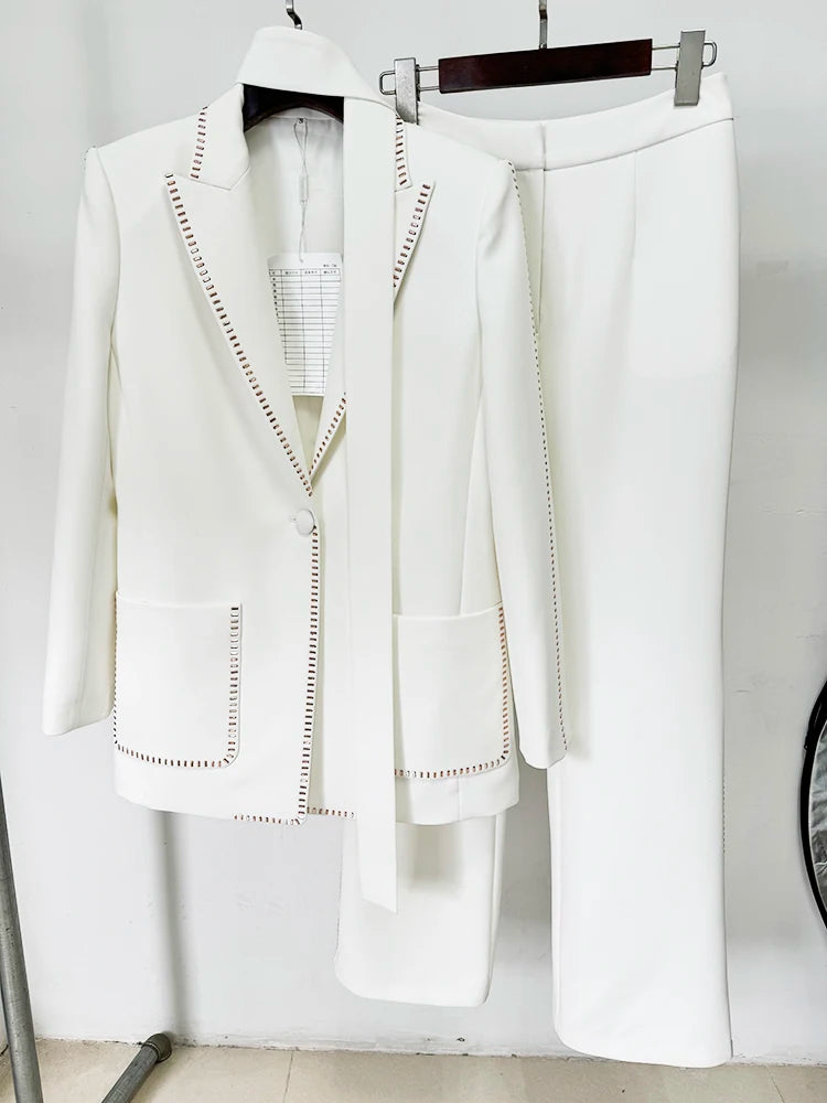 Button Blazer Pants Set 2pcs