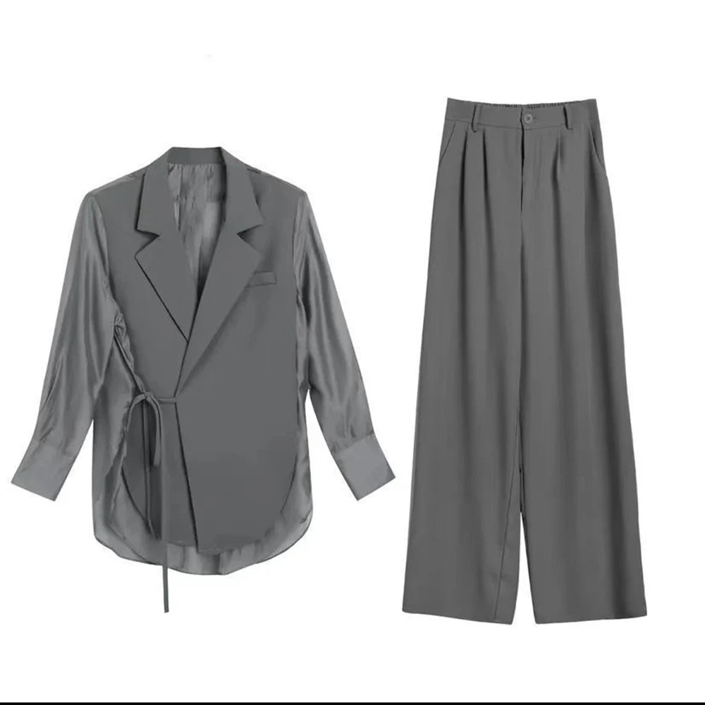Casual Suit +Wide Leg Pants