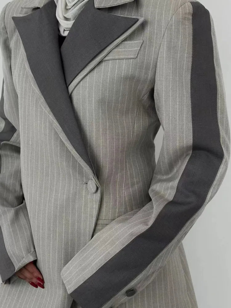 Striped Double-breasted Design Chic Blazer