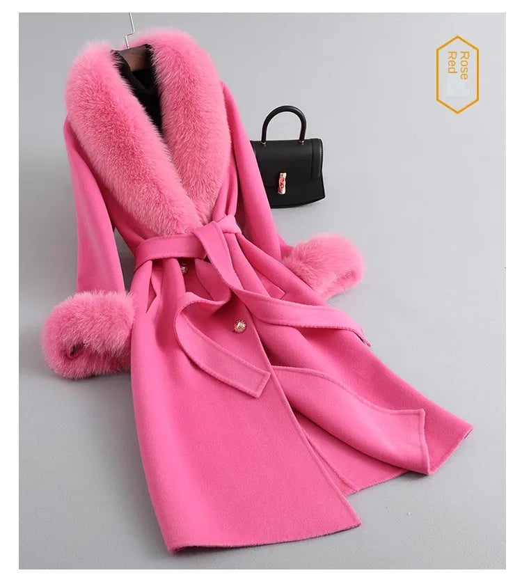 Fox Fur Collar Mid-Length coat