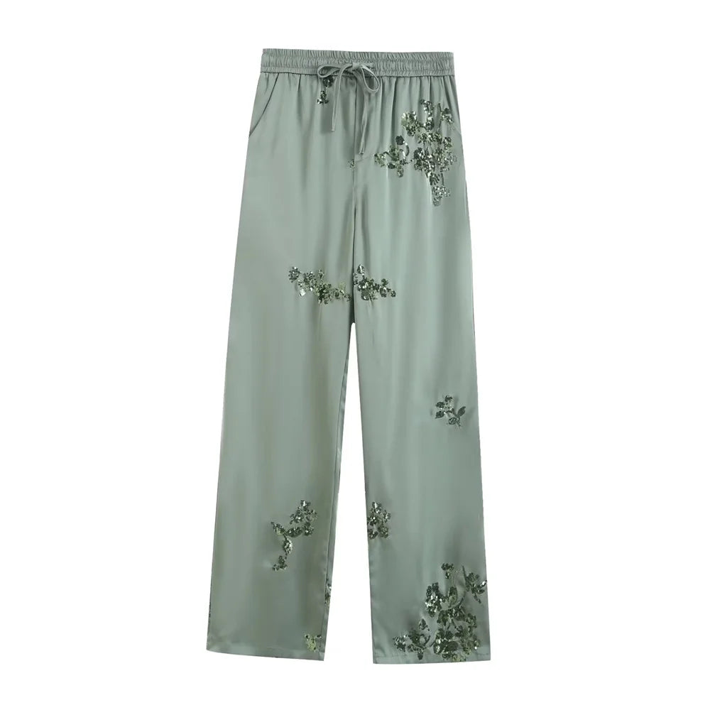 Long sleeved Shirt High Waist Long Pants Casual Set