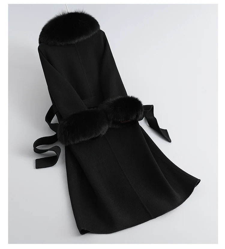Fox Fur Collar Mid-Length coat