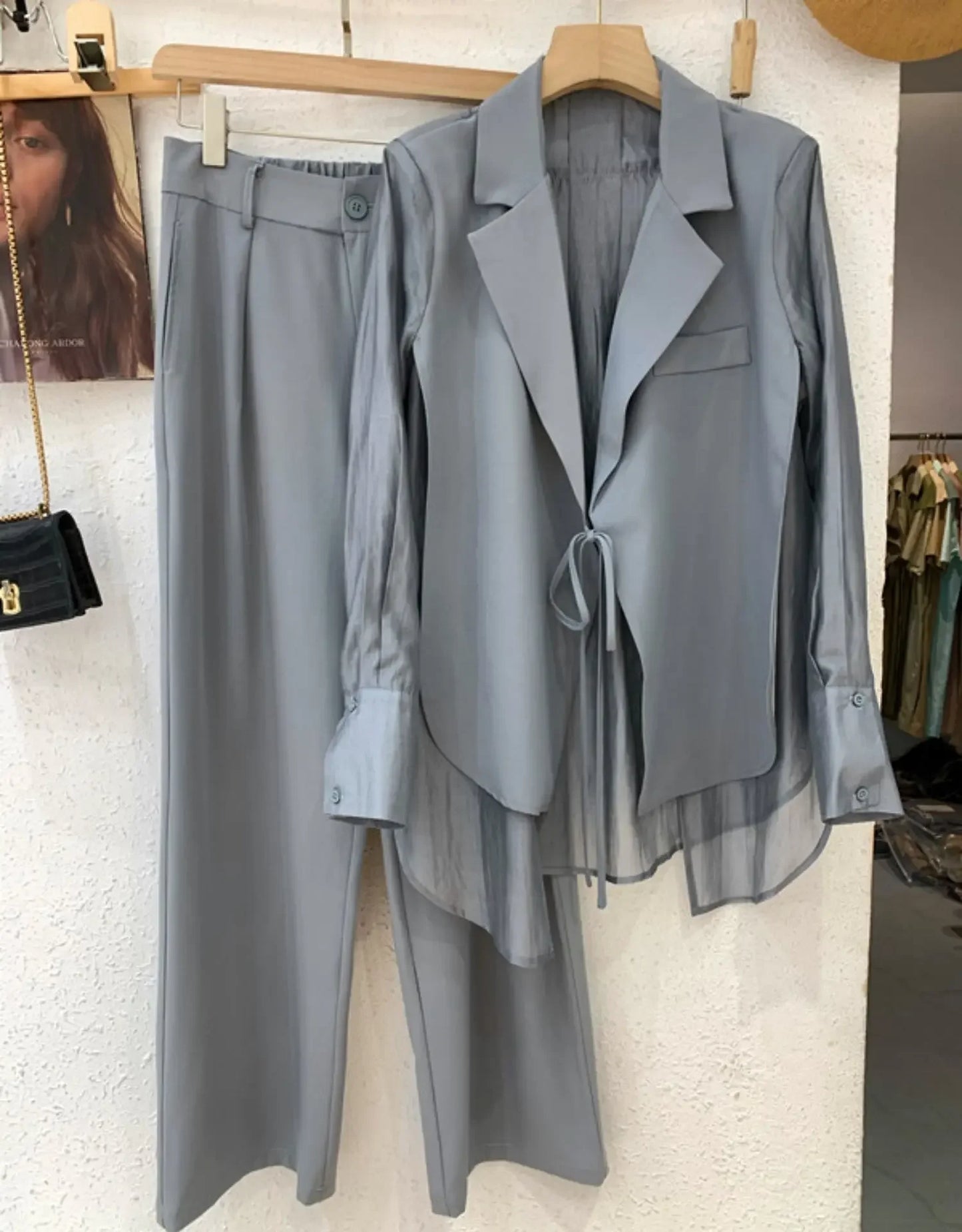 Summer Suit Wide Leg Pants Two Piece