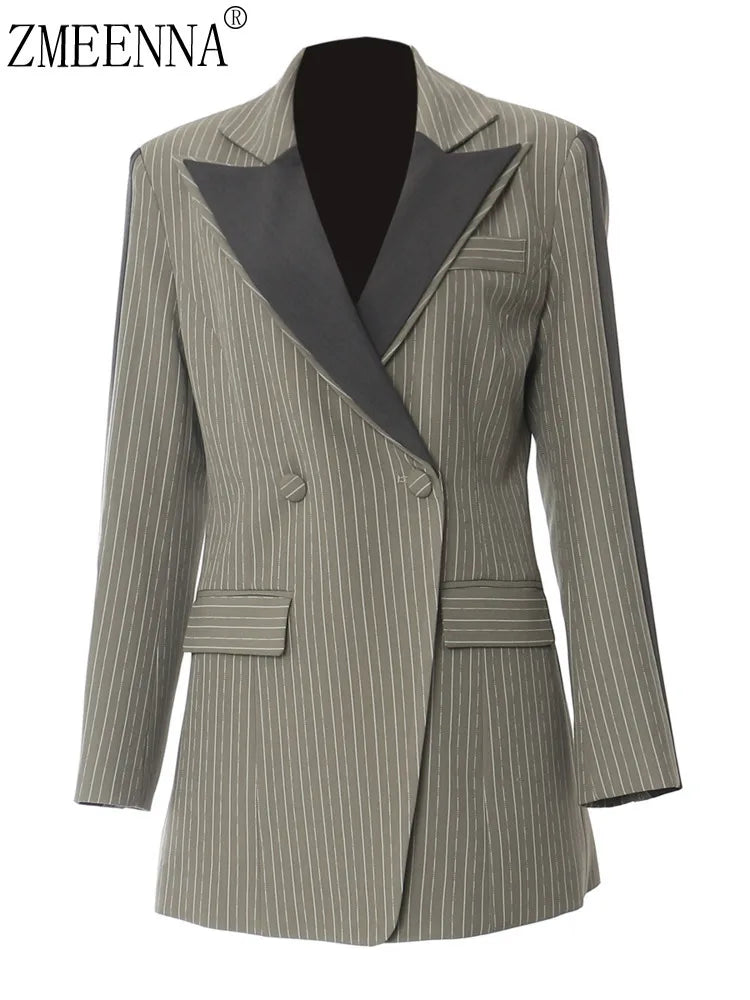 Striped Double-breasted Design Chic Blazer