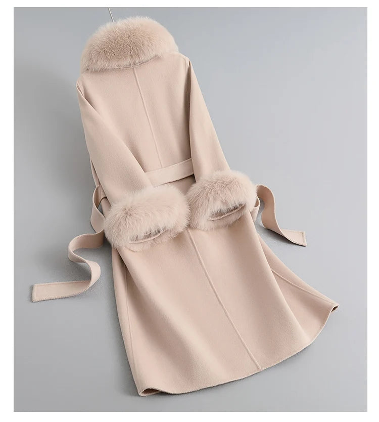 Fox Fur Collar Mid-Length coat