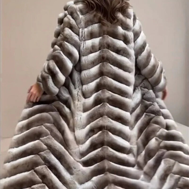 Long Overcoat Real Rex Rabbit Fur Coat