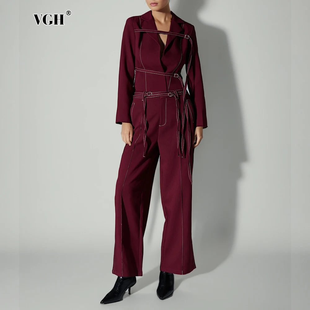 Two Piece Set for Long Sleeve Jacket High Waist Straight Trousers