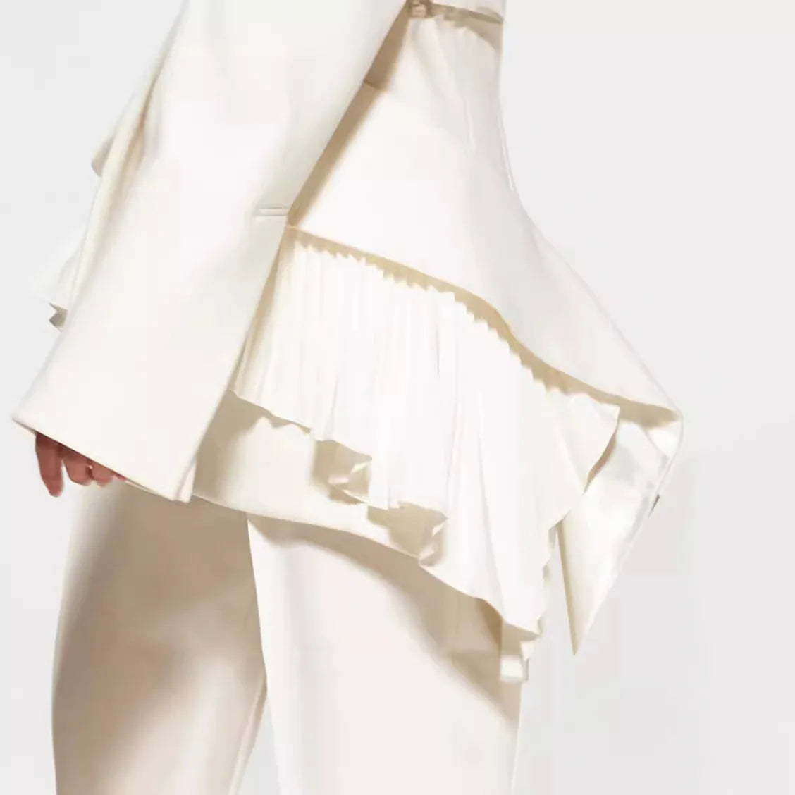 Blazer White Tailored Ruffled Suit