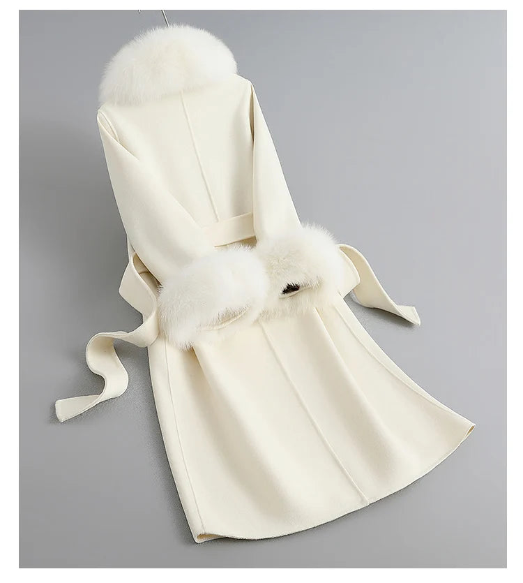 Fox Fur Collar Mid-Length coat