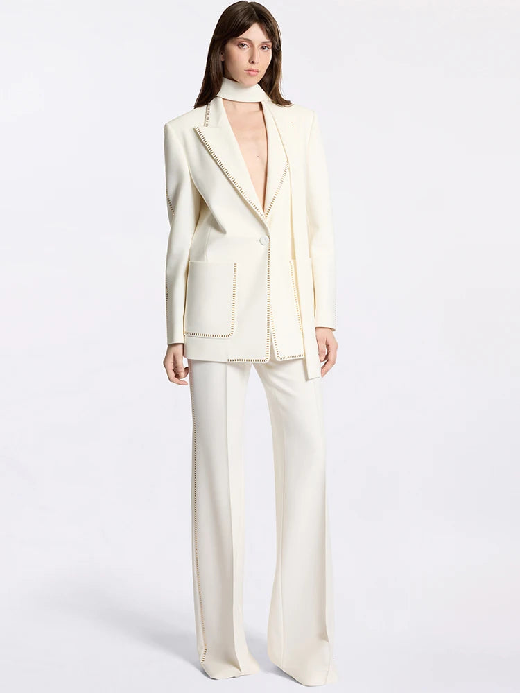 Button Blazer Pants Set 2pcs