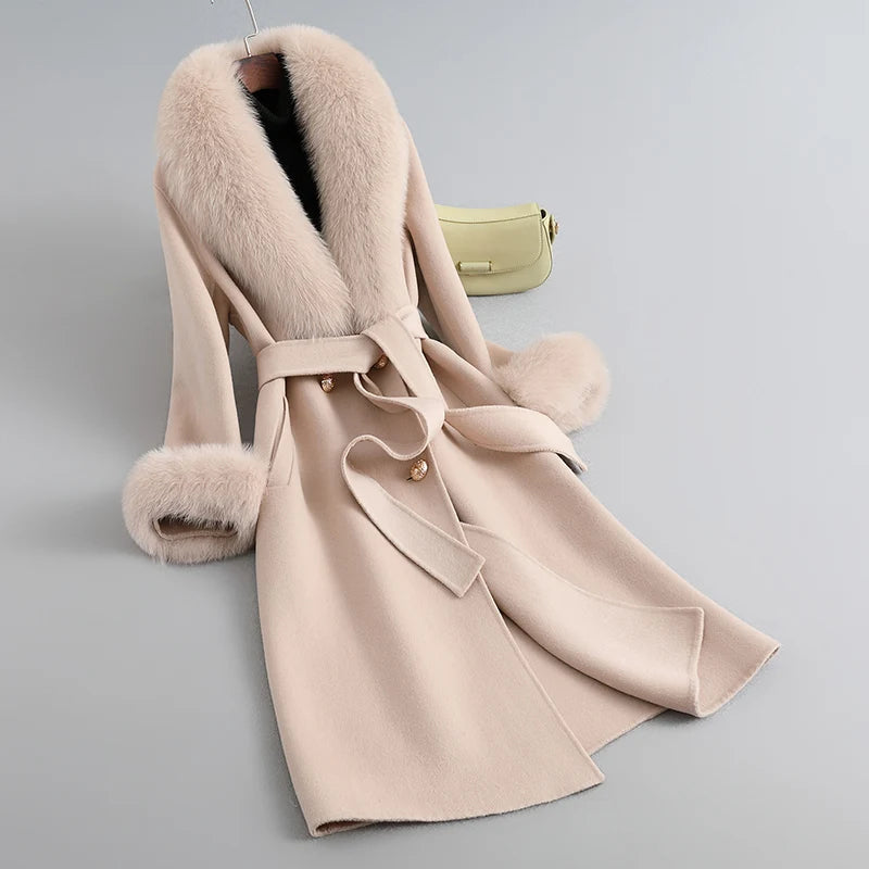 Fox Fur Collar Mid-Length coat
