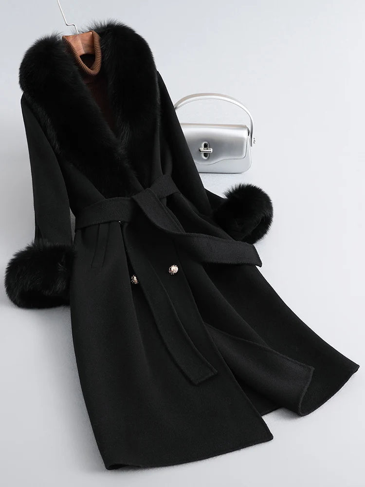 Fox Fur Collar Mid-Length coat